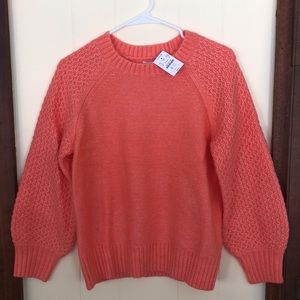 J Crew Honeycomb Balloon Sleeve Wool Blend Sweater Luxury Knit Size Small NWT